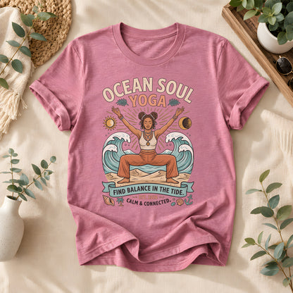 Ocean Soul Yoga Tee – Coastal Wellness Graphic Shirt