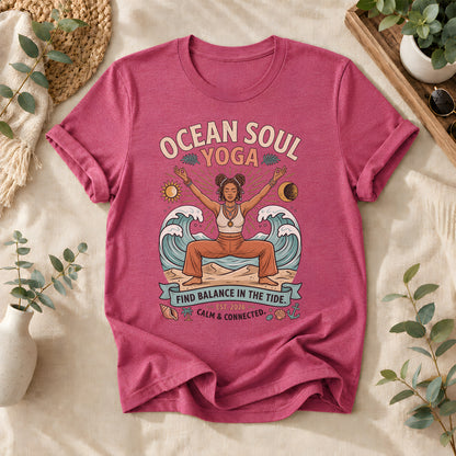 Ocean Soul Yoga Tee – Coastal Wellness Graphic Shirt