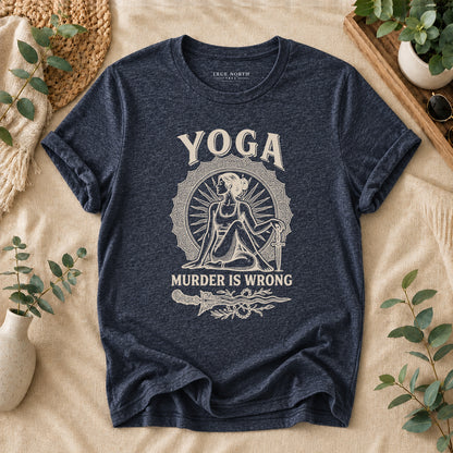 Yoga Because Murder Is Wrong Retro Graphic Tee