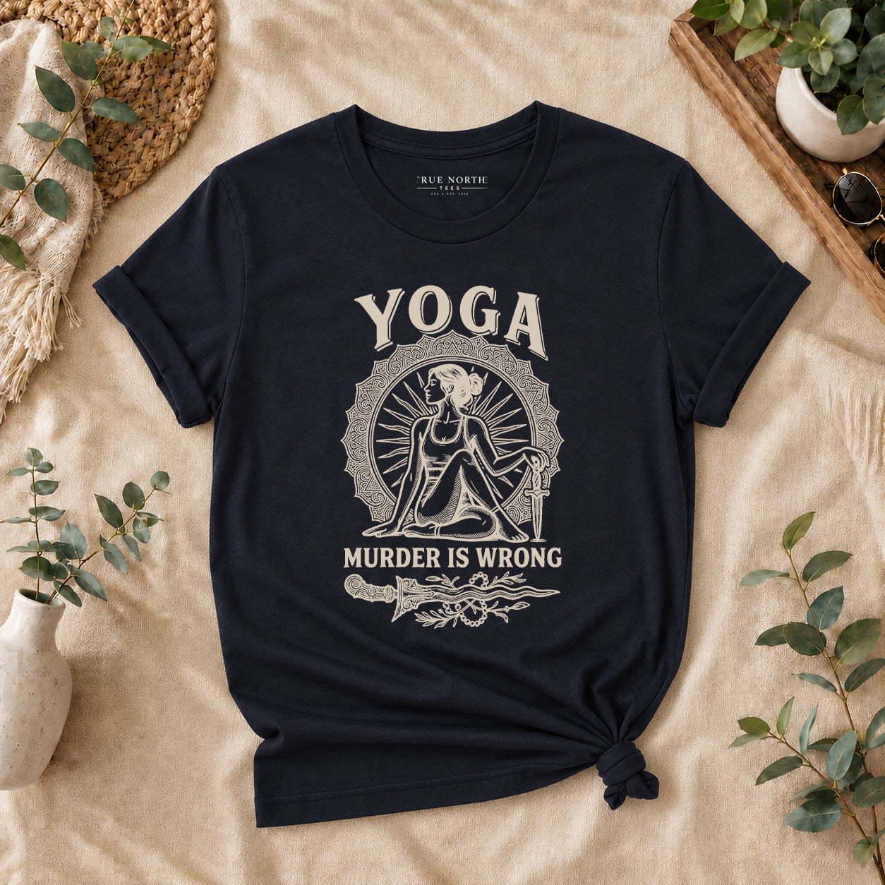 Yoga Because Murder Is Wrong Retro Graphic Tee