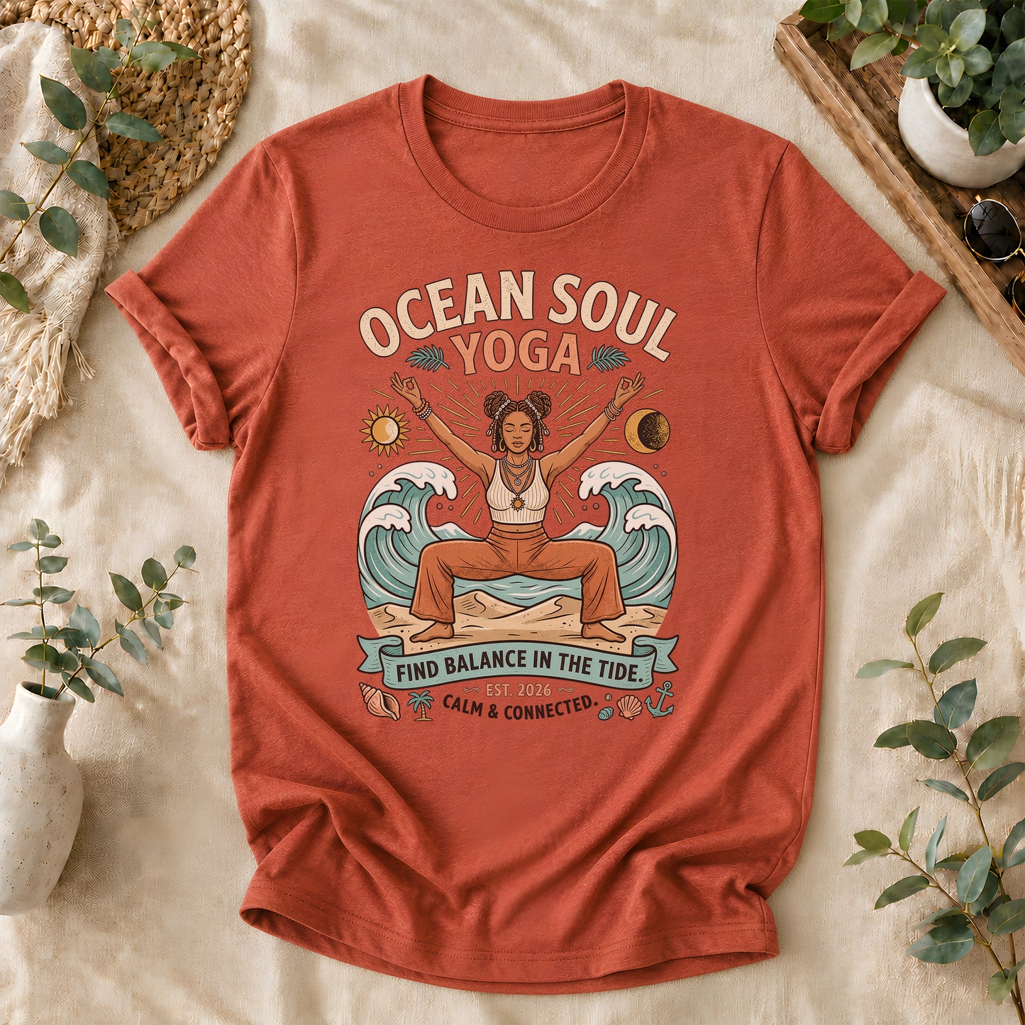 Ocean Soul Yoga Tee – Coastal Wellness Graphic Shirt