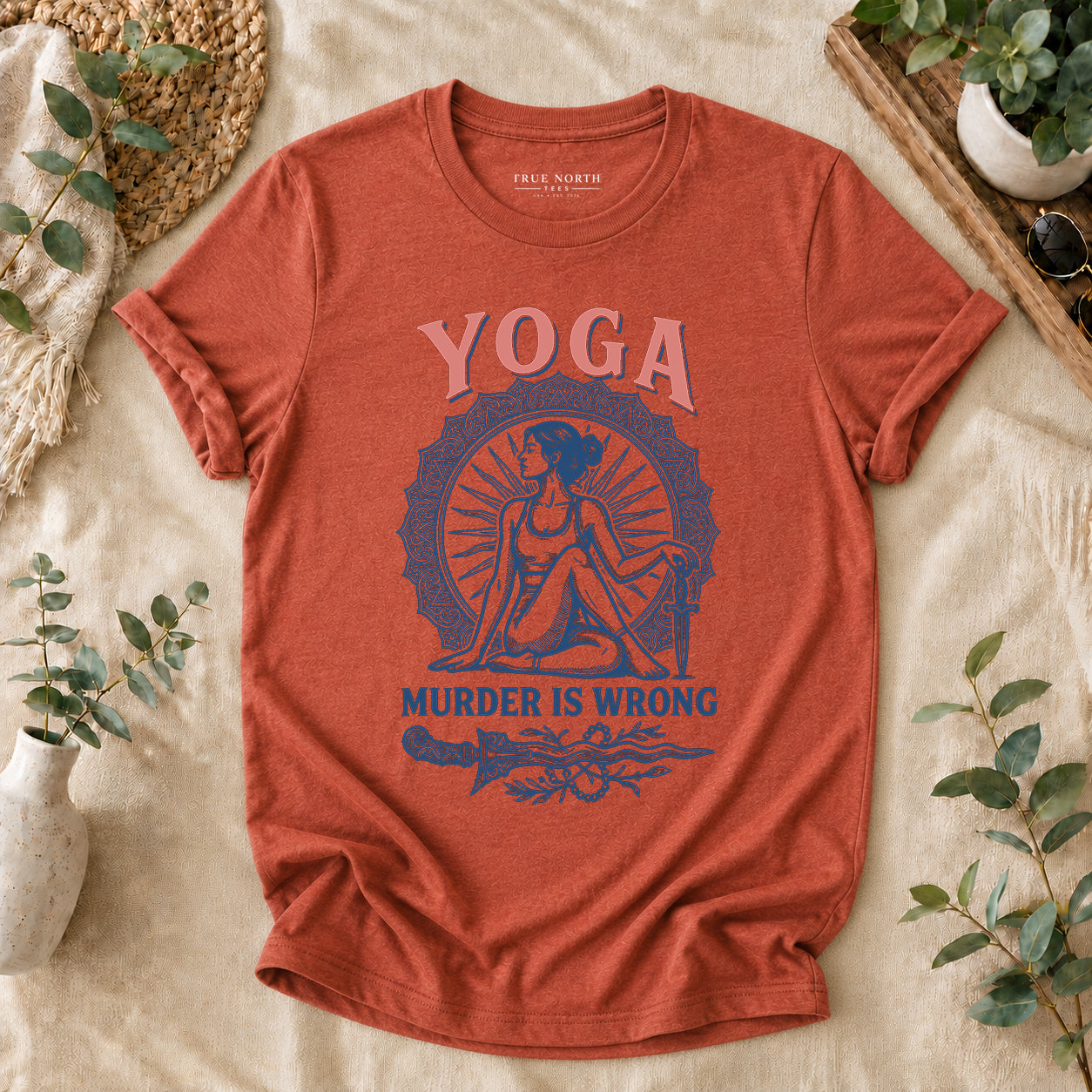 Yoga Because Murder Is Wrong Retro Graphic Tee