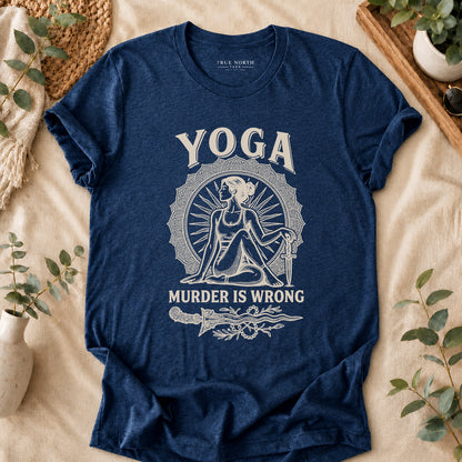 Yoga Because Murder Is Wrong Retro Graphic Tee