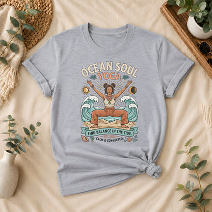 Ocean Soul Yoga Tee – Coastal Wellness Graphic Shirt