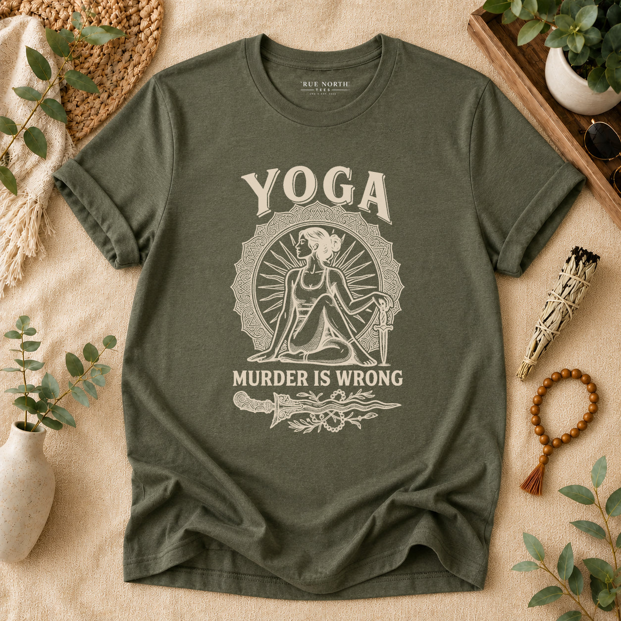 Yoga Because Murder Is Wrong Retro Graphic Tee